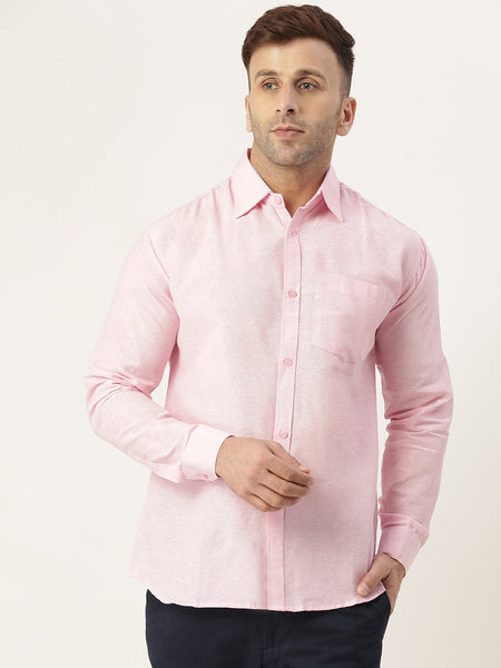 RIAG Pink Men's Full Sleeves Solid Shirt