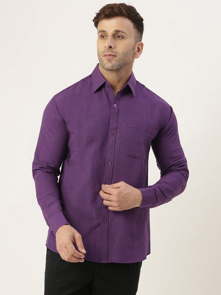 RIAG Purple Men's Full Sleeves Solid Shirt