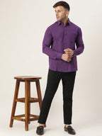 RIAG Purple Men's Full Sleeves Solid Shirt - Distacart
