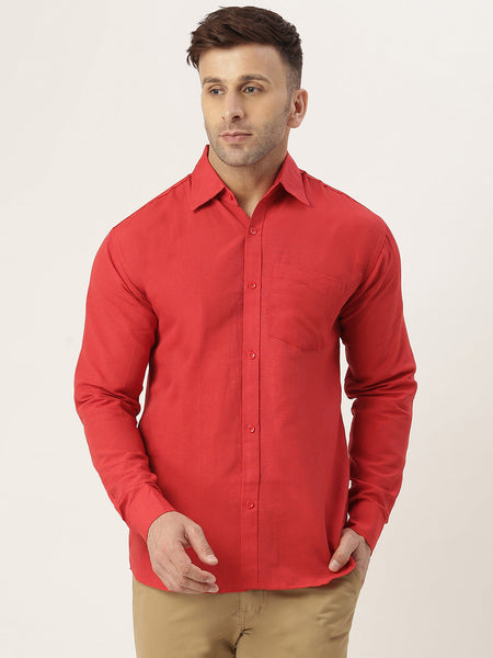 RIAG Red Men's Full Sleeves Solid Shirt