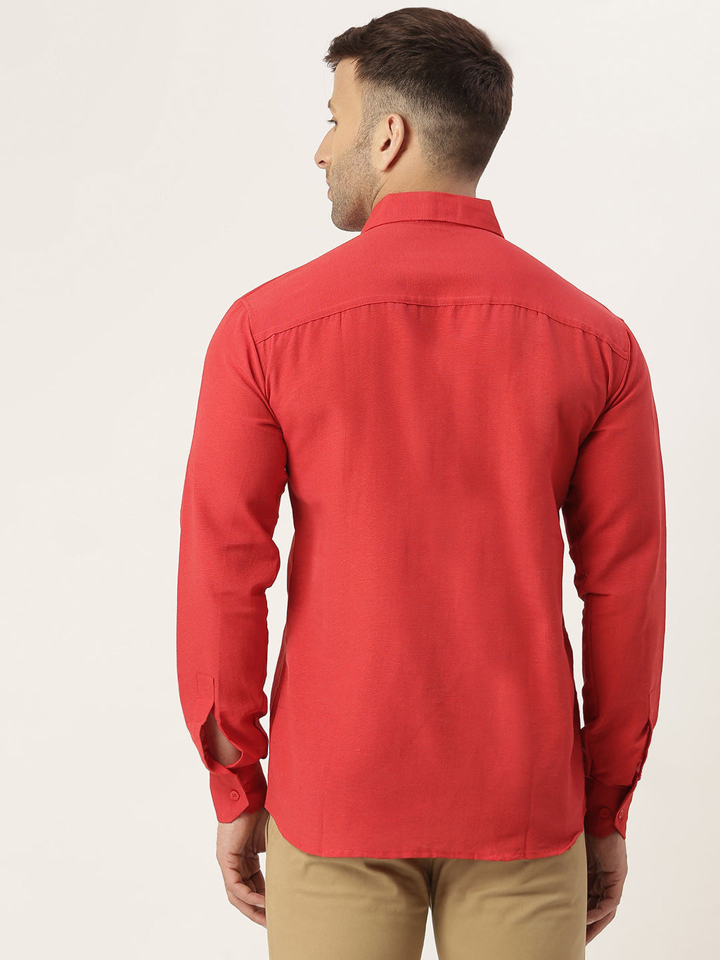 RIAG Red Men's Full Sleeves Solid Shirt - Distacart