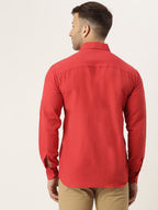 RIAG Red Men's Full Sleeves Solid Shirt - Distacart