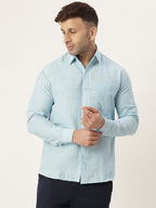 RIAG Light Blue Men's Full Sleeves Solid Shirt - Distacart