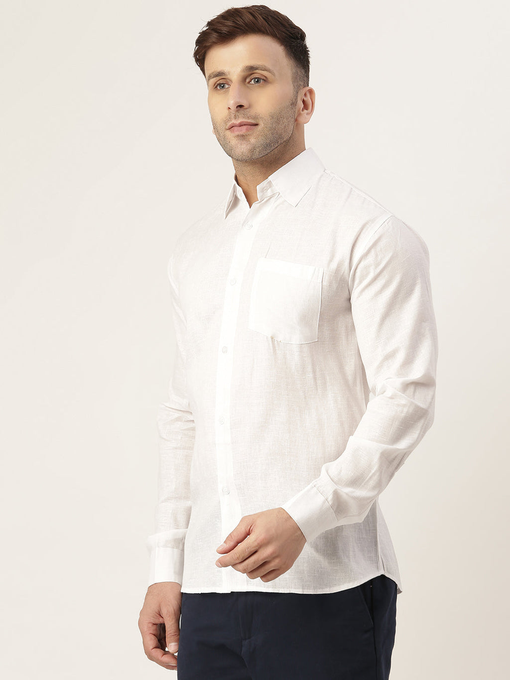 RIAG White Men's Full Sleeves Solid Shirt - Distacart