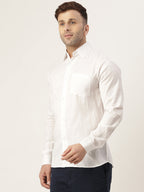 RIAG White Men's Full Sleeves Solid Shirt - Distacart