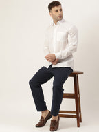 RIAG White Men's Full Sleeves Solid Shirt - Distacart