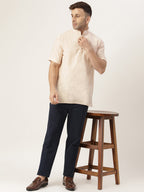 RIAG Men's Beige Cotton Short Ethnic Kurta - Distacart