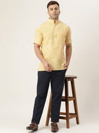 RIAG Men's Beige Cotton Long Ethnic Kurta - Distacart