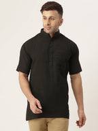 RIAG Men's Black Cotton Short Ethnic Kurta - Distacart