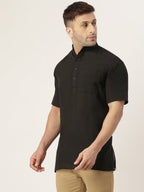 RIAG Men's Black Cotton Short Ethnic Kurta - Distacart