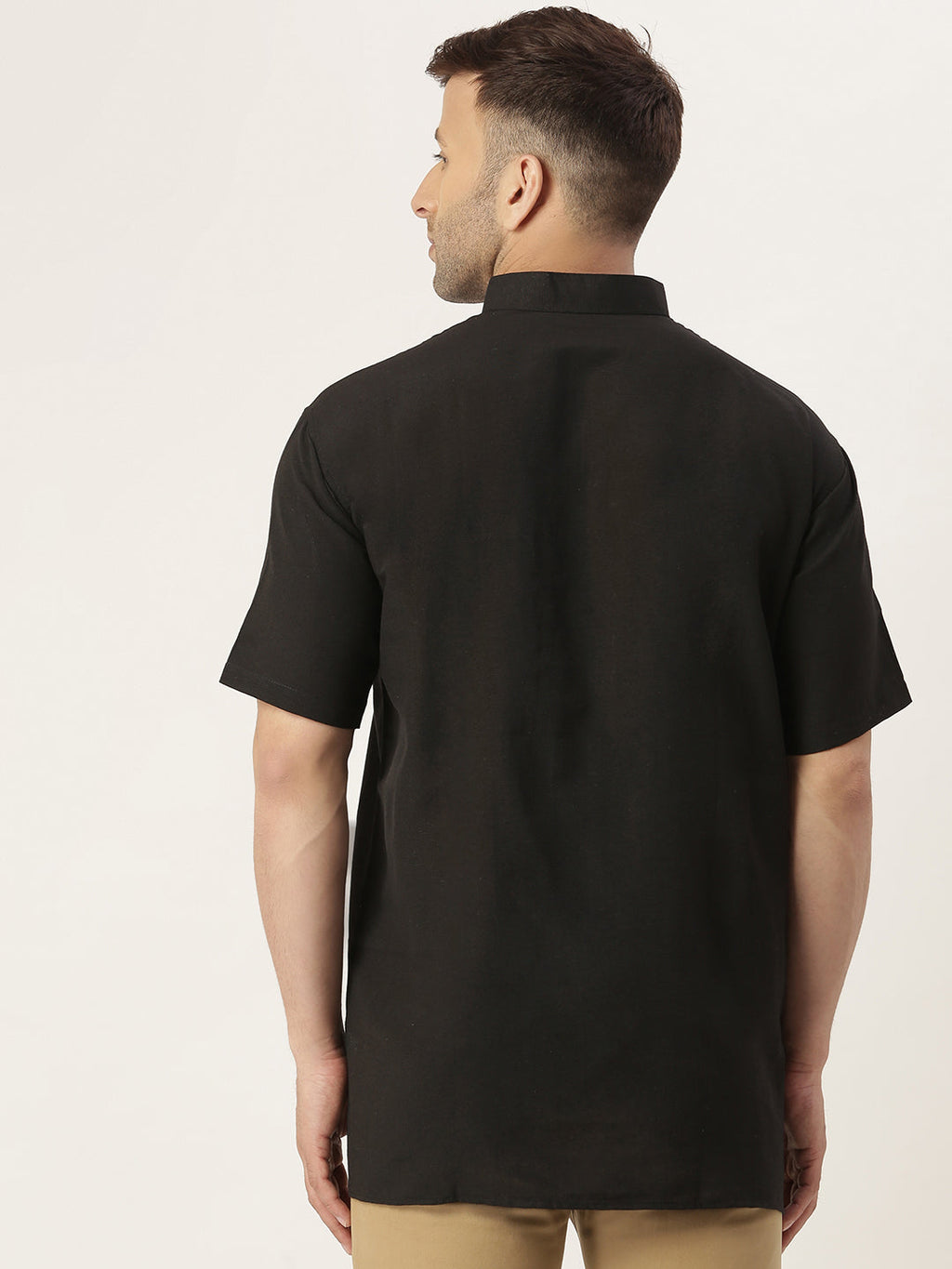 RIAG Men's Black Cotton Short Ethnic Kurta - Distacart