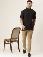 RIAG Men's Black Cotton Short Ethnic Kurta - Distacart