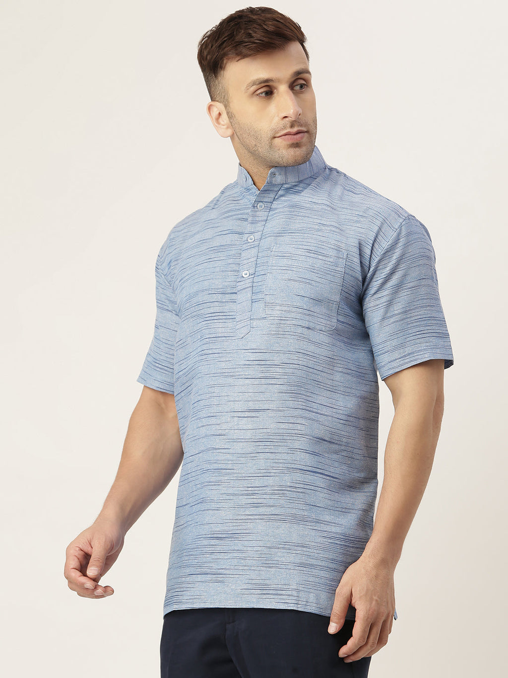 RIAG Men's Blue Cotton Long Ethnic Kurta - Distacart