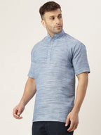 RIAG Men's Blue Cotton Long Ethnic Kurta - Distacart