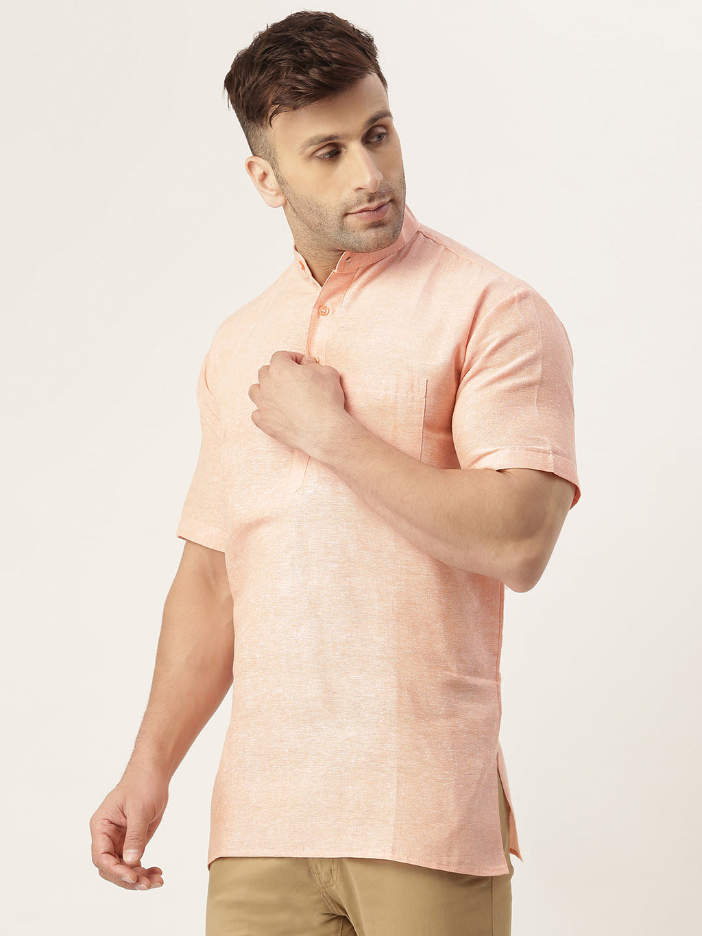 RIAG Men's Orange Cotton Short Ethnic Kurta - Distacart