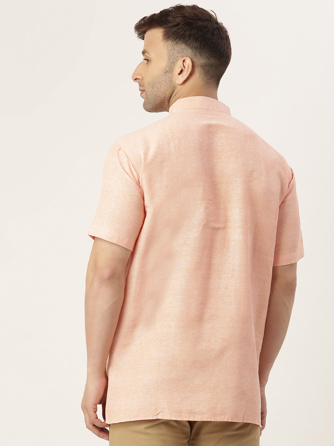 RIAG Men's Orange Cotton Short Ethnic Kurta - Distacart