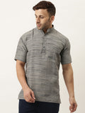 RIAG Men's Grey Cotton Long Ethnic Kurta - Distacart