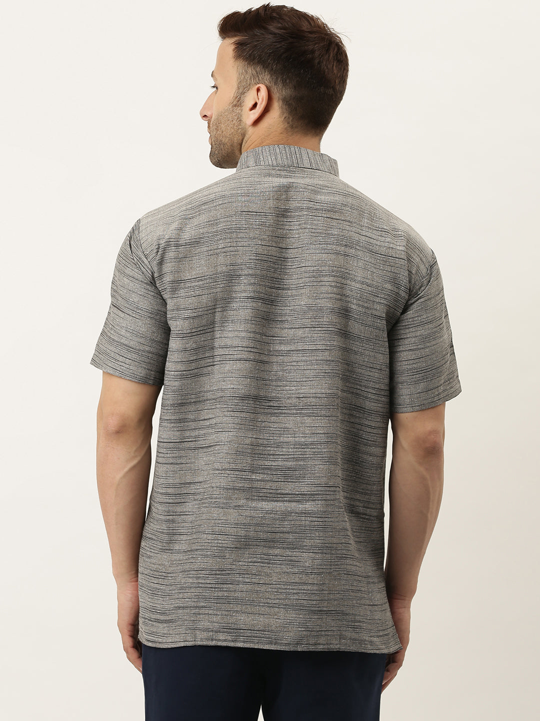 RIAG Men's Grey Cotton Long Ethnic Kurta - Distacart