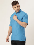 RIAG Men's Blue Cotton Short Ethnic Kurta - Distacart