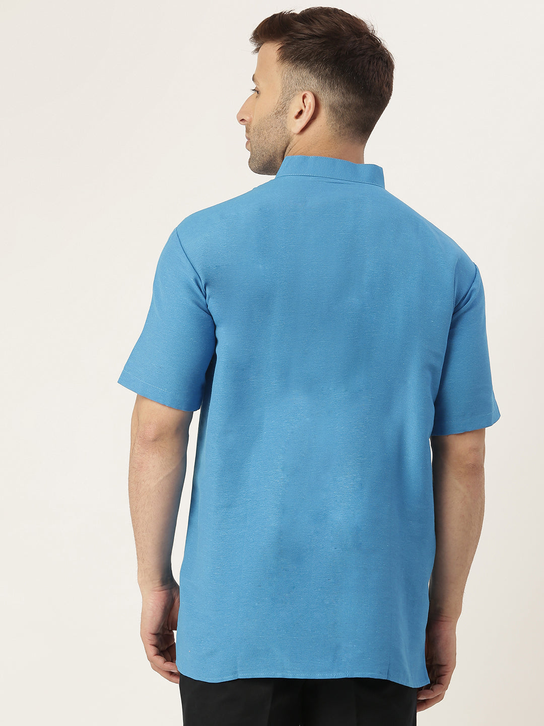 RIAG Men's Blue Cotton Short Ethnic Kurta - Distacart