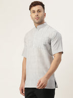 RIAG Men's Grey Cotton Long Ethnic Kurta - Distacart