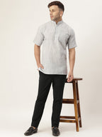 RIAG Men's Grey Cotton Long Ethnic Kurta - Distacart