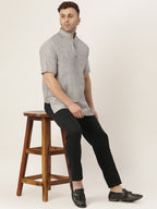 RIAG Men's Grey Cotton Short Ethnic Kurta - Distacart