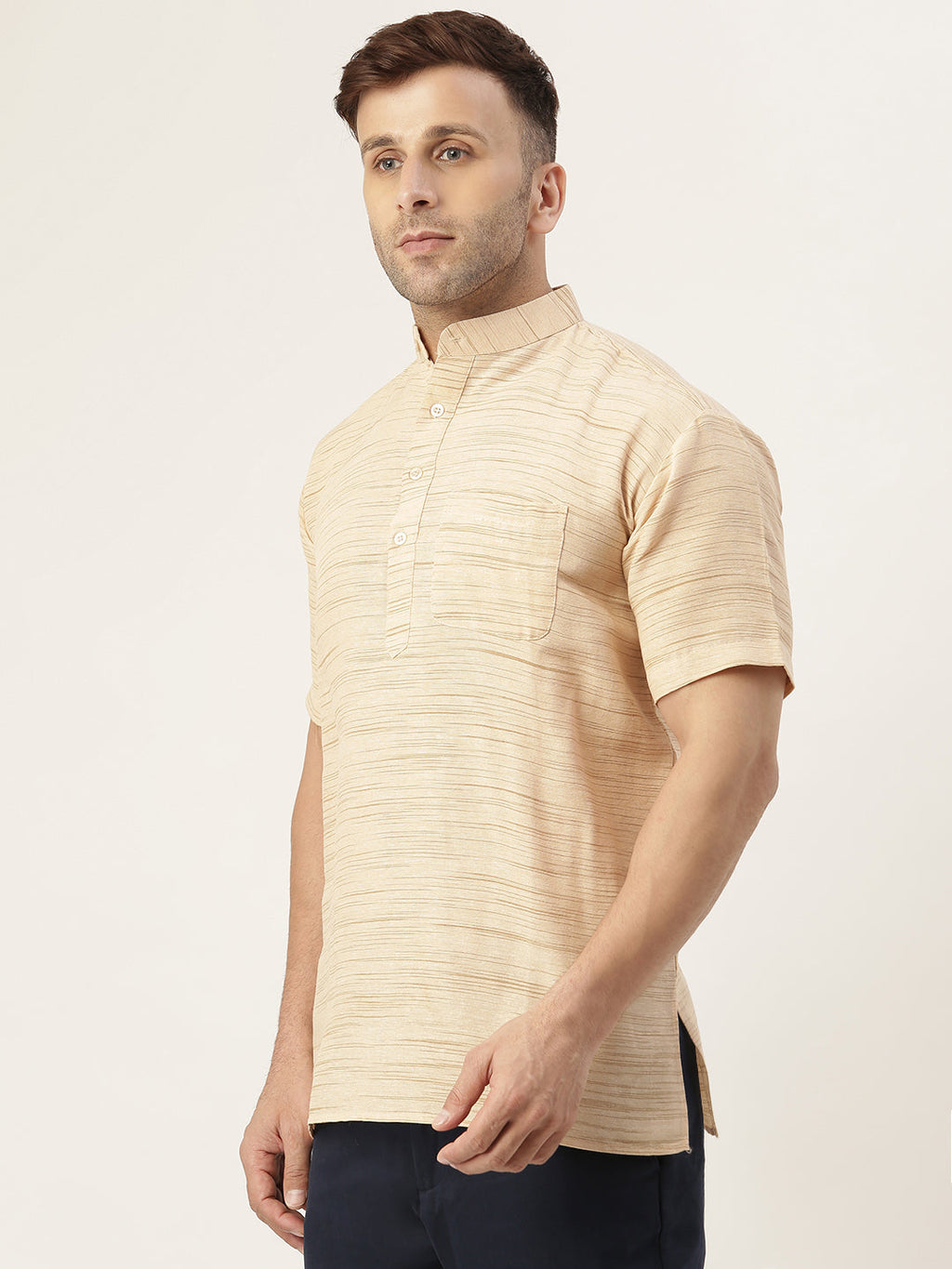 RIAG Men's Beige Cotton Long Ethnic Kurta - Distacart