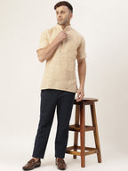 RIAG Men's Beige Cotton Long Ethnic Kurta - Distacart