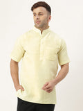 RIAG Men's Yellow Cotton Short Ethnic Kurta - Distacart