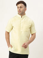 RIAG Men's Yellow Cotton Short Ethnic Kurta - Distacart