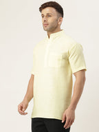 RIAG Men's Yellow Cotton Short Ethnic Kurta - Distacart