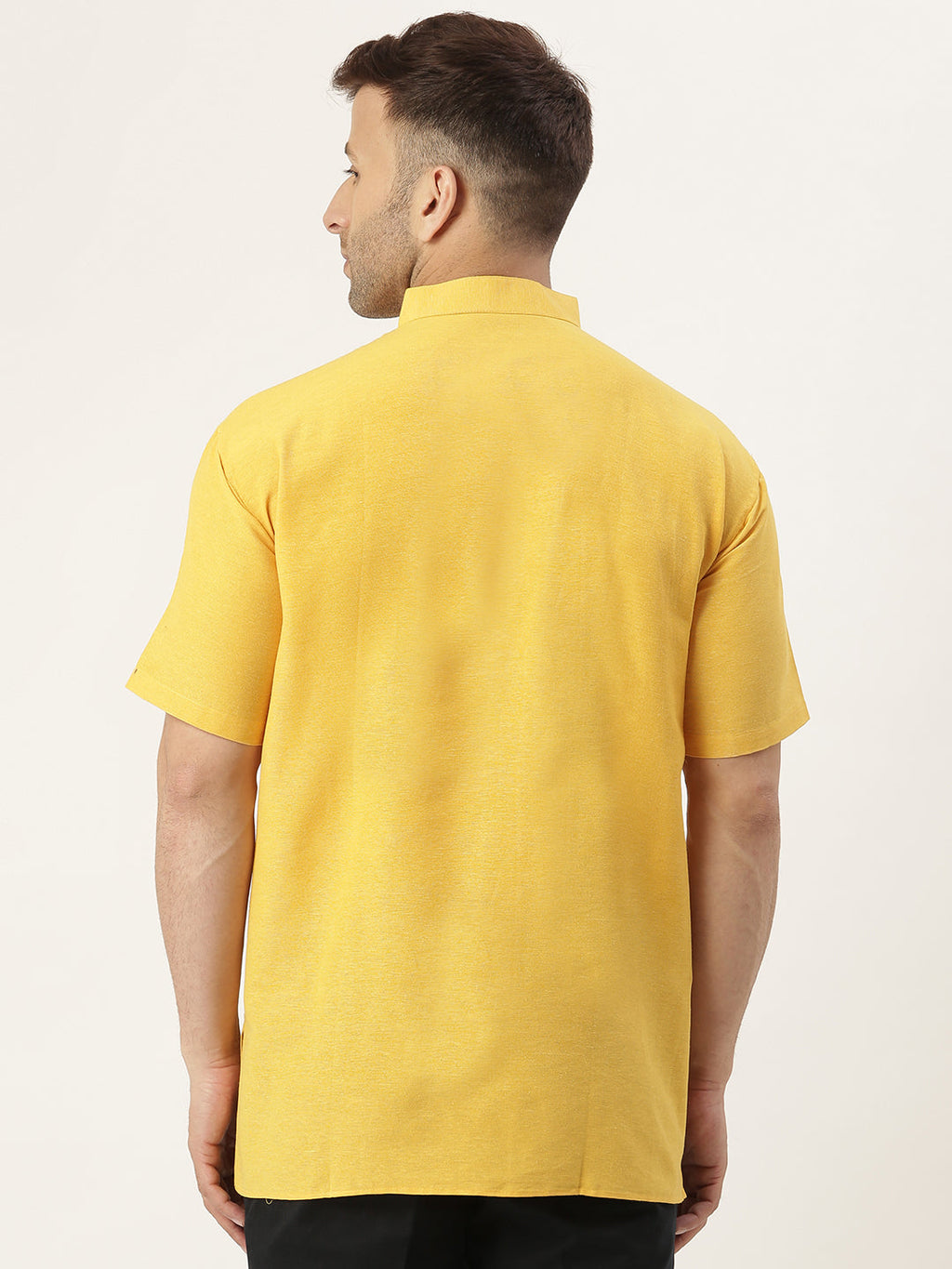 RIAG Men's Yellow Cotton Short Ethnic Kurta - Distacart