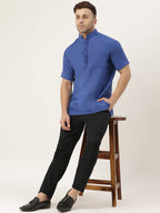 RIAG Men's Navy blue Cotton Short Ethnic Kurta - Distacart