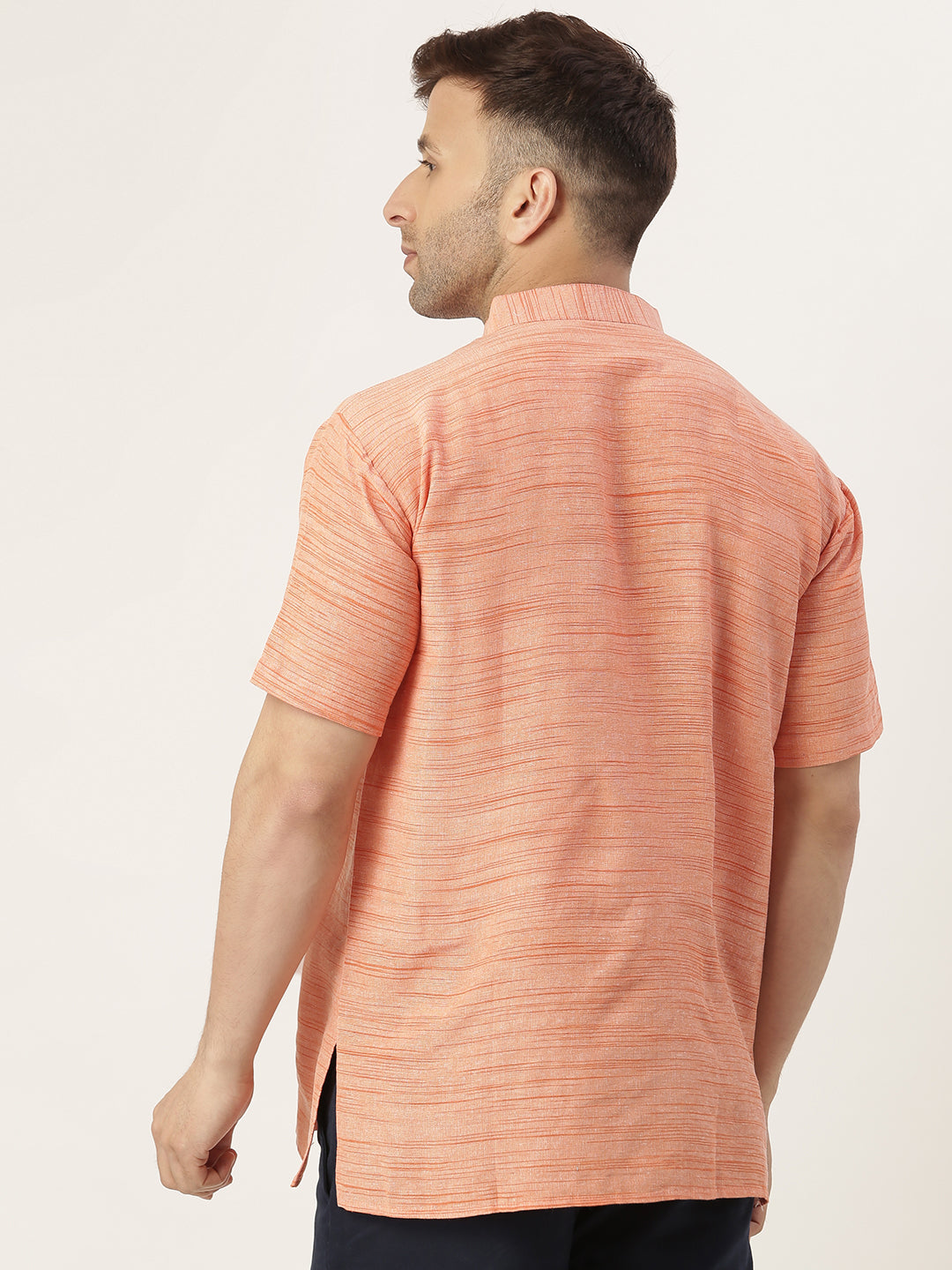 RIAG Men's Orange Cotton Long Ethnic Kurta - Distacart