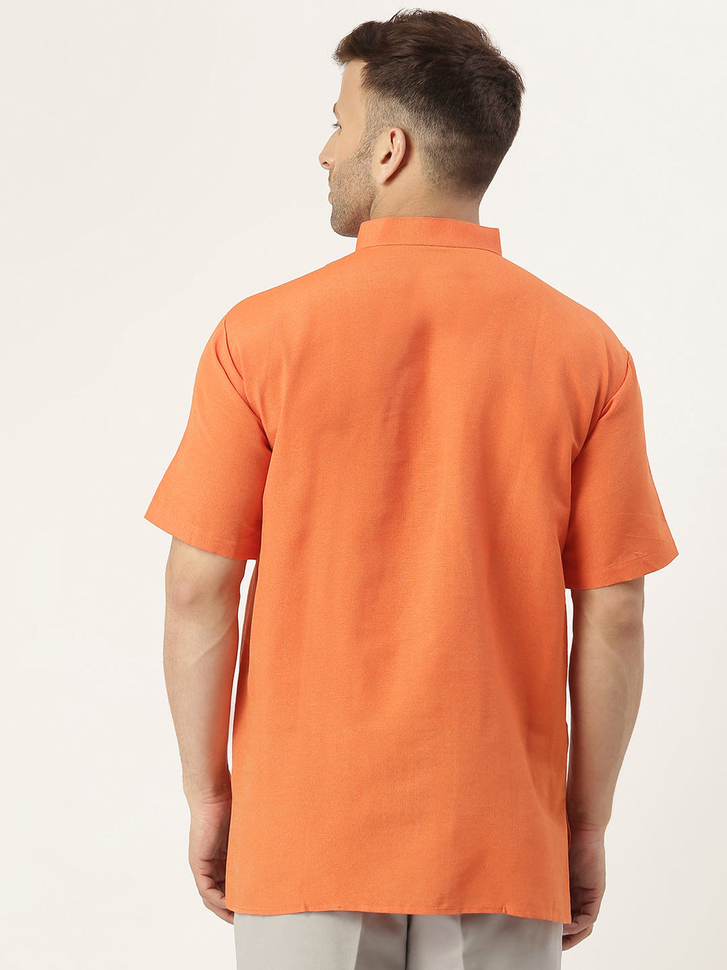 RIAG Men's Orange Cotton Short Ethnic Kurta - Distacart