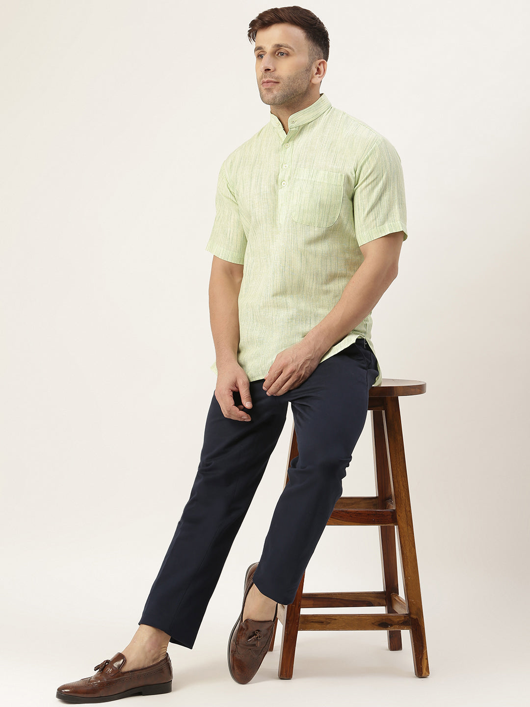 RIAG Men's Green Cotton Long Ethnic Kurta - Distacart