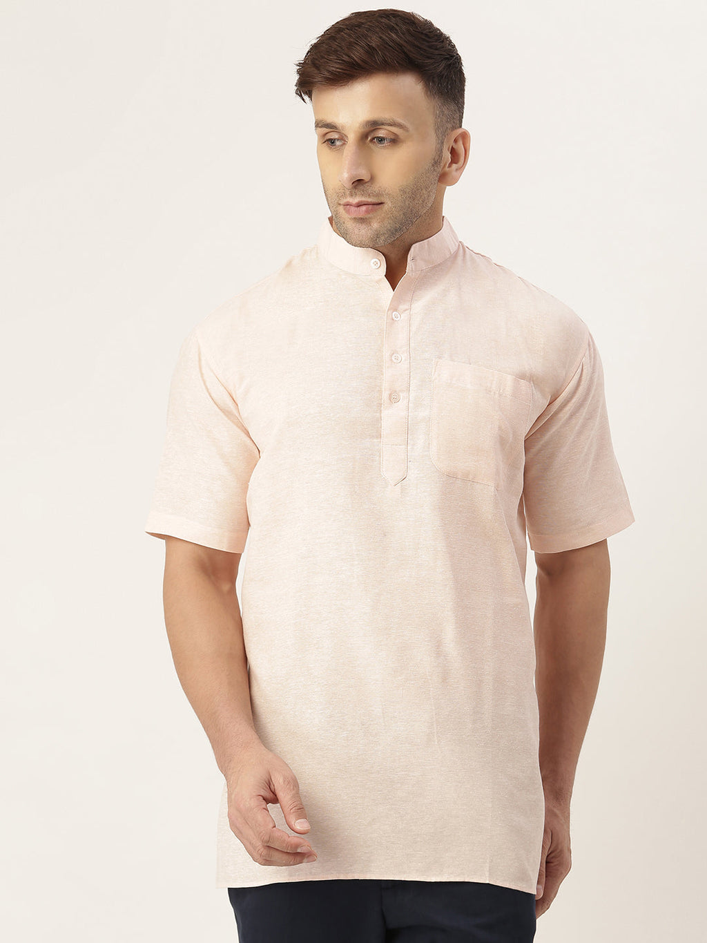 RIAG Men's Beige Cotton Short Ethnic Kurta - Distacart