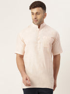 RIAG Men's Beige Cotton Short Ethnic Kurta - Distacart