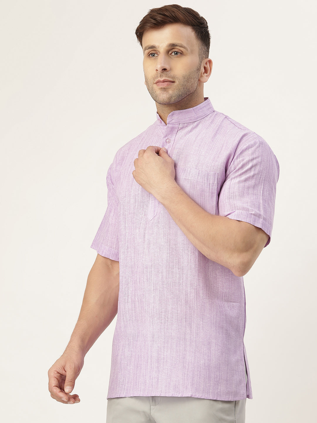 RIAG Men's Purple Cotton Long Ethnic Kurta - Distacart