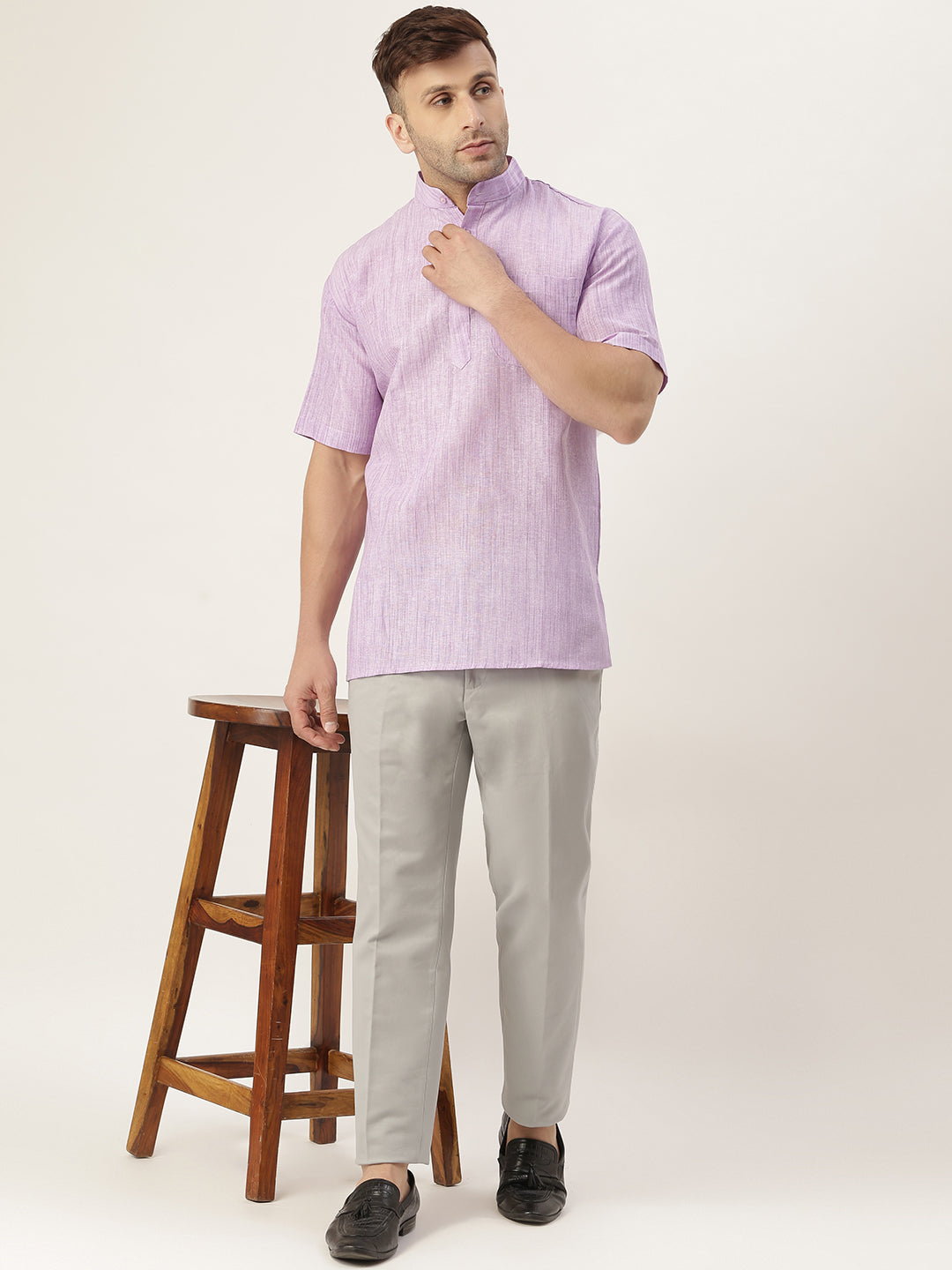 RIAG Men's Purple Cotton Long Ethnic Kurta - Distacart