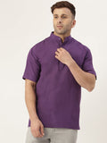 RIAG Men's Purple Cotton Short Ethnic Kurta - Distacart