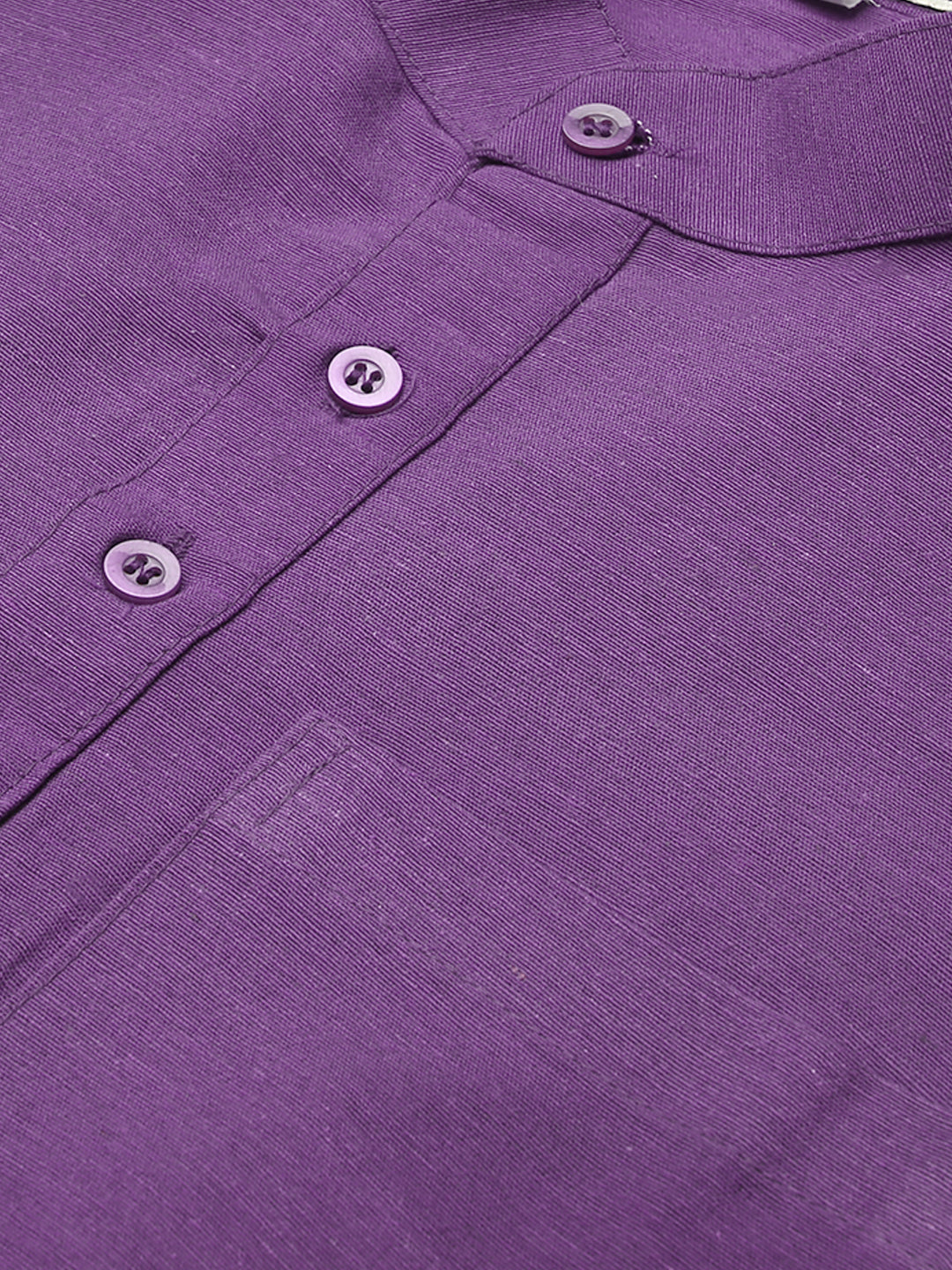 RIAG Men's Purple Cotton Short Ethnic Kurta - Distacart