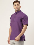 RIAG Men's Purple Cotton Short Ethnic Kurta - Distacart