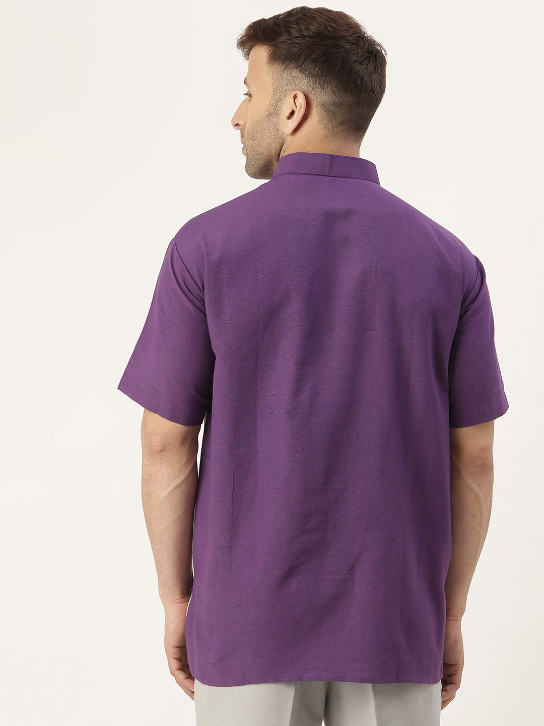 RIAG Men's Purple Cotton Short Ethnic Kurta - Distacart