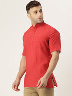 RIAG Men's Red Cotton Short Ethnic Kurta - Distacart