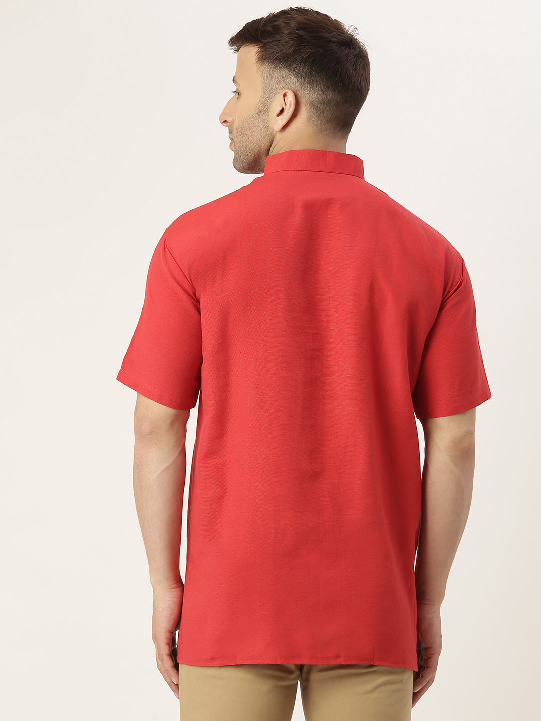 RIAG Men's Red Cotton Short Ethnic Kurta - Distacart