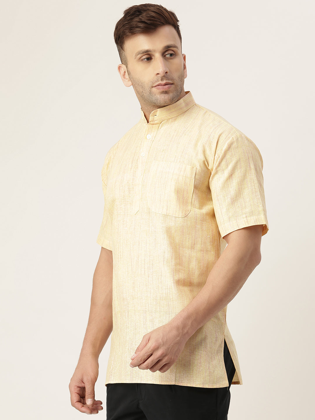 RIAG Men's Beige Cotton Long Ethnic Kurta - Distacart