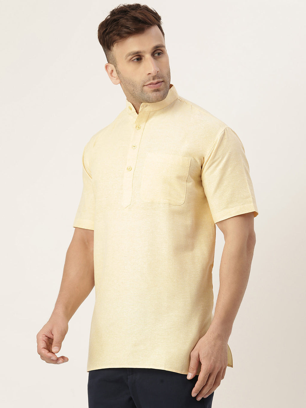 RIAG Men's Beige Cotton Short Ethnic Kurta - Distacart