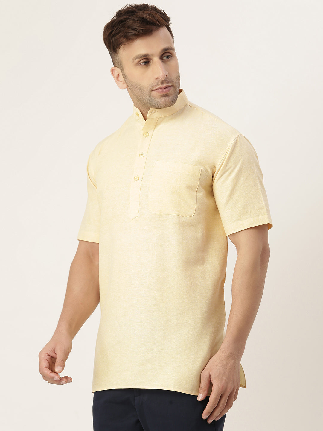 RIAG Men's Beige Cotton Short Ethnic Kurta - Distacart